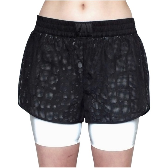 Runway Alexander Wang x H&M Black Perforated Shorts Sport Logo Gym US6 EUR36